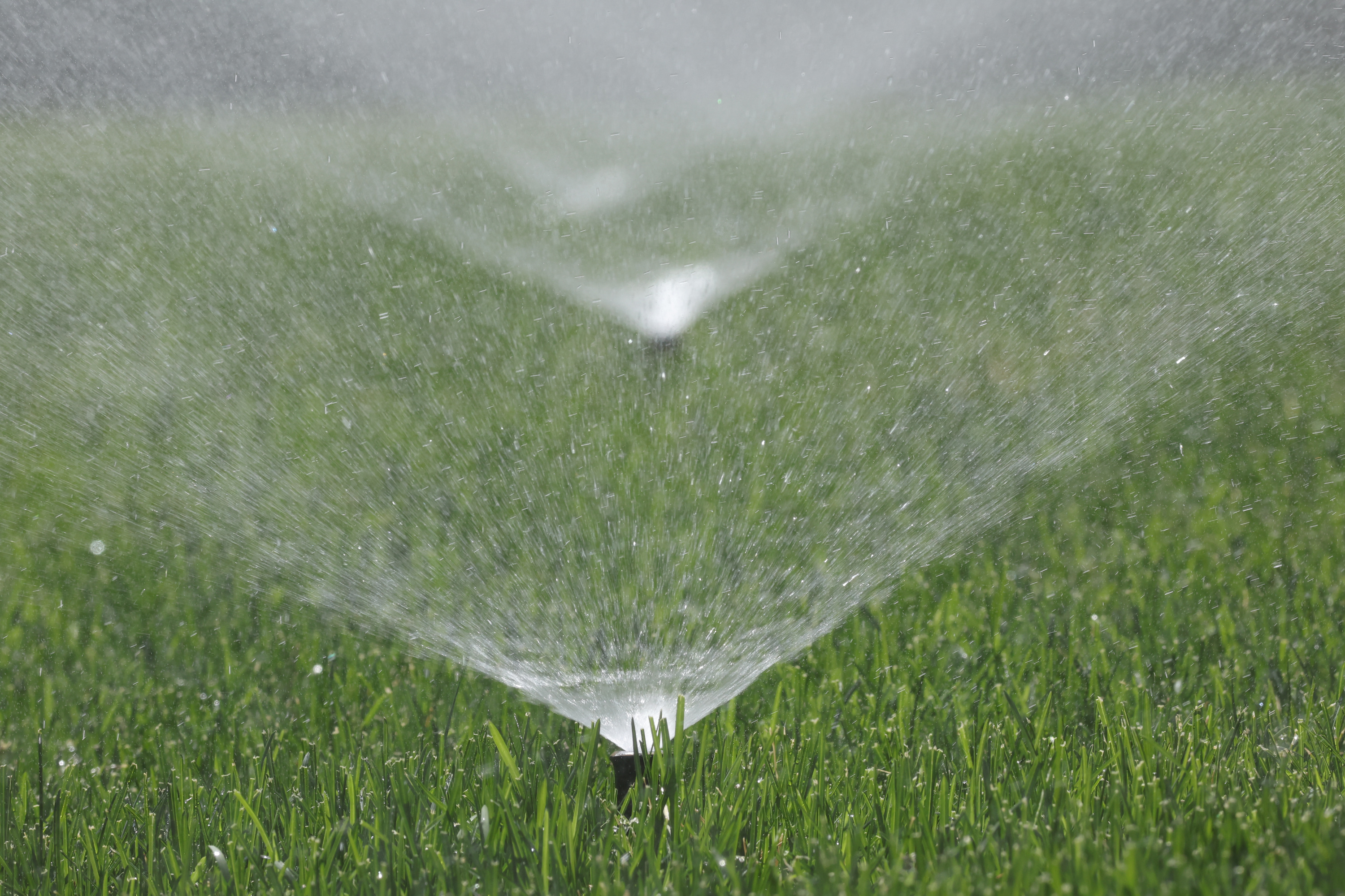 A sprinkler waters grass in Sandy on May 31, 2022. About 3 out of 4 respondents of a new survey said they were at least a little concerned about Utah's overall water situation. 