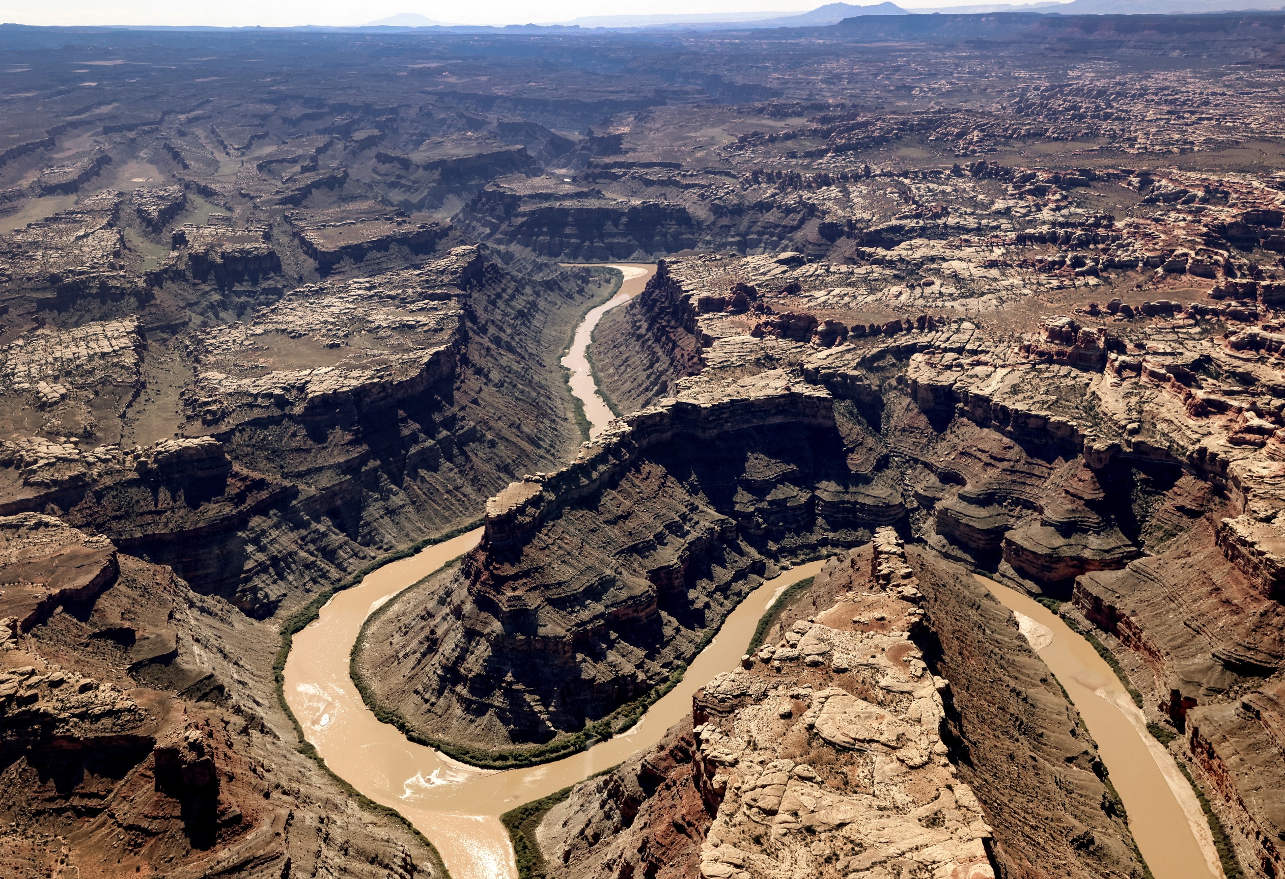 The confluence of the Colorado River and Green River is pictured on Sept. 22, 2024. Gov. Spencer Cox says his office is working on a drought-related emergency declaration for parts of the state amid poor spring runoff outlooks.  