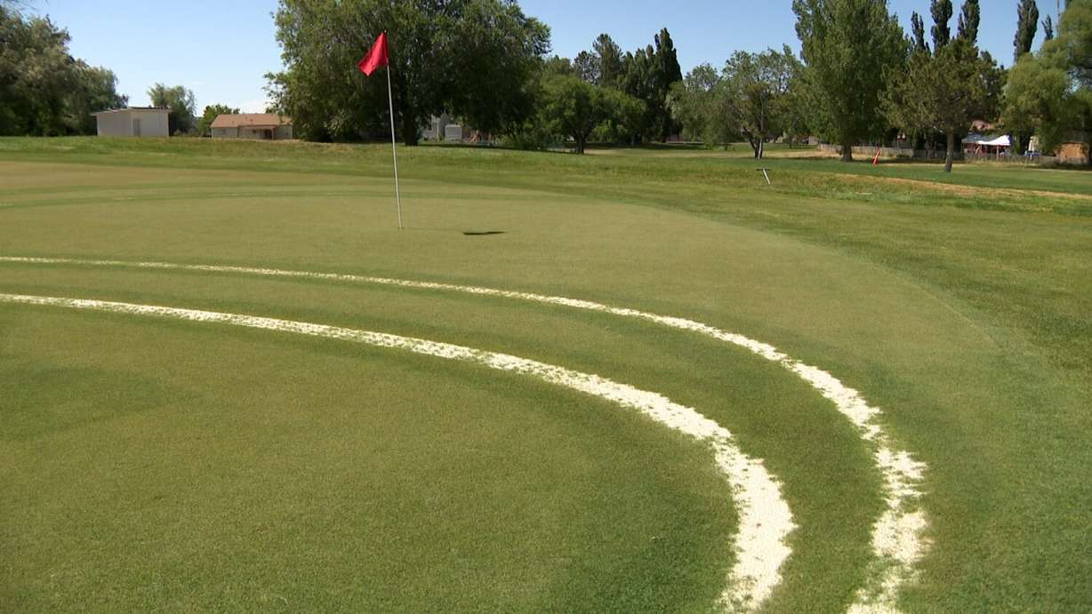 Tire tracks on the Stansbury Park Golf Course on May 14.